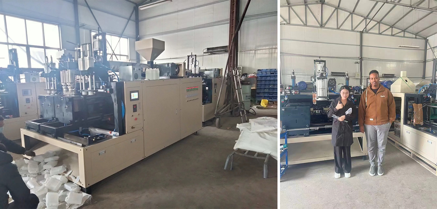 Nigerian Customer Visits Our Blow Molding Machine Factory for Inspection