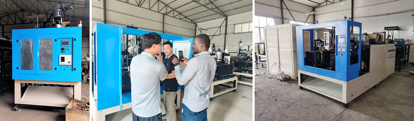 French Customer Visits Our Factory for Oil Bottle Blow Molding Machine Inspection