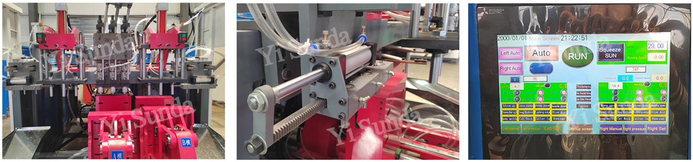 Fully automatic blow molding machine for 20L, 25L, 30L, 35L, and 50L chemical drums and stacking drums.